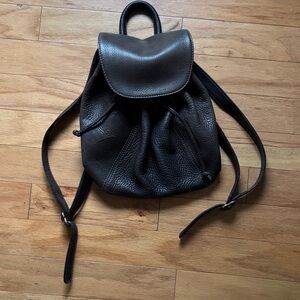 Coach | Dark Brown Pebbled Leather Drawstring Backpack